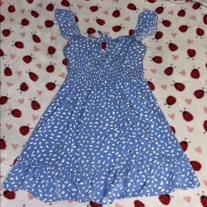 Blue and White Dotted Patterned Dress